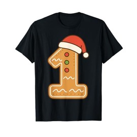 Cute Gingerbread Number 1 Santa Hat First Christmas Baby T-Shirt