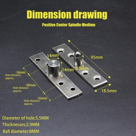 2 Pcs Center Pivot Hinges 360 Degree Door Pivot Hinge Stainless Steel Hidden Hinges Concealed Rotating Door Hinge for Door Window Cabinet (95 mm x 18.5 mm)