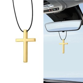 Lyxheth Cross Hanging Ornaments for Car Rear View Mirror, Cars Pendant Hanging, Cross Metal Rear View Mirror Charm, Universal Charm Car Hanging Accessories for Cars, Home Decors (Gold)