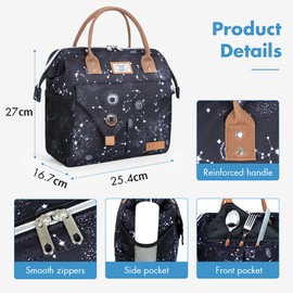 Lekesky 10L Insulated Lunch Bag for Women for Work Lunch Tote, Grey (Constellation, 10L)