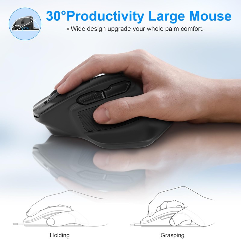 Yeemie Bluetooth Mouse Large Mouse for Large Hands, Wireless Mouse