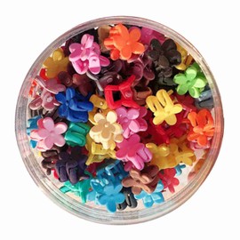 50Pcs Small Flower Hair Clip Mini Flower Hair Claw Clips Plastic Small Hair Clips Matte Non Slip Cute Hair Claw Clips Small Bangs Hairpin Accessories for Womens Girls (Multicoloured)