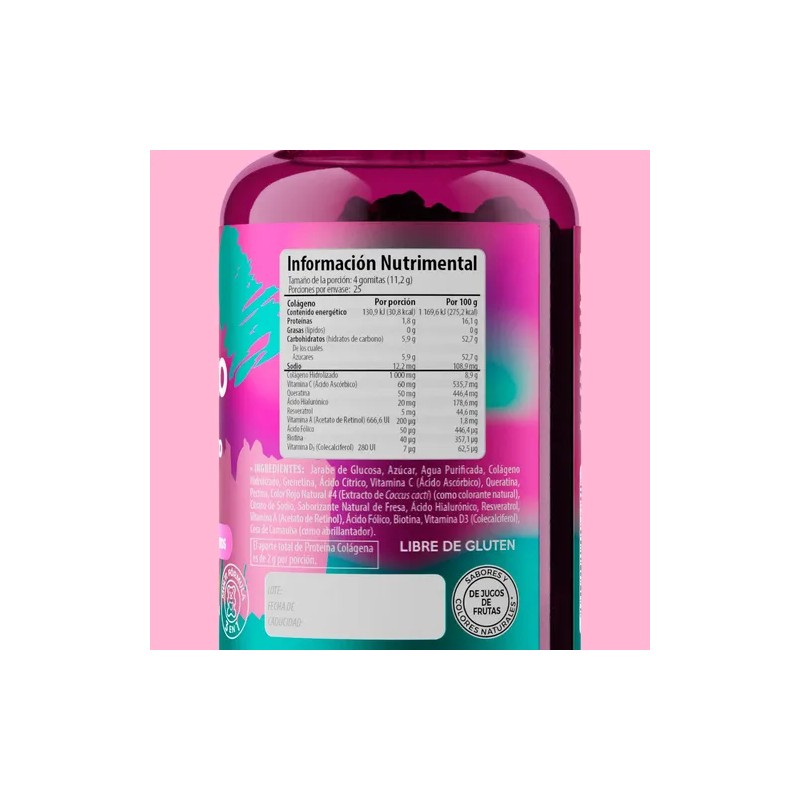 Belabear Colágeno + Biotina Y Ácido Hialurónico 100 Gomitas Sabor