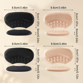 TUONYIS 8 Paar Fersenpolster Schuheinlagen, Fersenschutz für Schuhe, Fersenschutz Selbstklebend Fersenschutz Fersenkissen Fersenhalter Gegen Reibung Heel Pads für Männer Frauen (Beige, Schwarz)