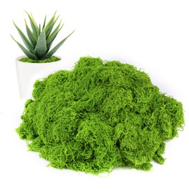 JIUZI Artificial Moss for Crafts - 5.3oz Fake Moss for Potted Plants Indoor, Fairy Garden Decor, Model Making, Walls, Glass Containers | Realistic Faux Green Moss