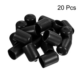 uxcell 20pcs Round Rubber End Caps 9/16"(14.5mm) Black Vinyl Cover Screw Thread Protectors