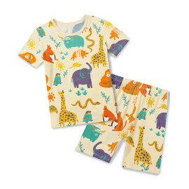 babee Reshinee Bamboo Viscose Toddler Animal Pajamas Boys Girls Kids Cool Short Summer Pjs Pyjamas Set 3-4T Safari 2pcs Sleepwear Jammies