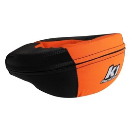 K1 RaceGear Neck Support, Carbon Look, 360 Degree, Padded, Polyester, Black/Orange, Youth Size, Each