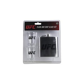 UFC UFC Unisex ufc flask/shot glasses set primary logo, Clear, One Size