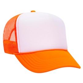 Joe's USA Foam Trucker Hats - Customizable 5-Panel High Crown Mesh Back Caps for DIY, Bulk, and Wholesale-N.Orange/White/N.Orange