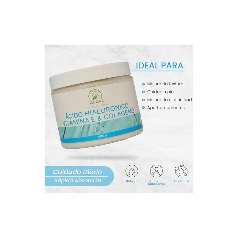 Crema Facial De Ácido Hialurónico, Vitamina E & Colágeno Hidratación