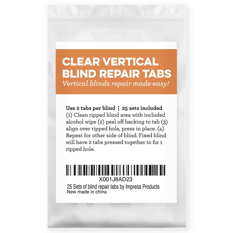 Impresa Clear Vertical Blind Repair Tabs - 50 Clear, Stick-On
