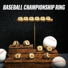 Misdary Baseball Championship Rings with Holder Most Valuable Player Greatest of All Time Gold Ring Award Gift Sports Team Prize for Tournament Winner(16 Pcs)