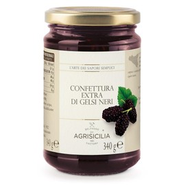 Agrisicilia Confettura Extra di Gelsi Neri, Vasetto da 340 Grammi, Ideale per Formaggi Caprini, Crostate e Dolci Tipici