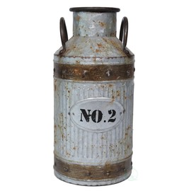 Vintiquewise Galvanized Metal Rustic Milk Can, Medium