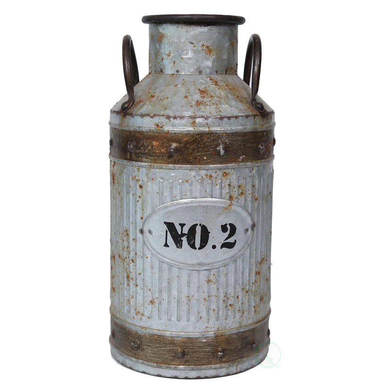 Vintiquewise Galvanized Metal Rustic Milk Can, Medium