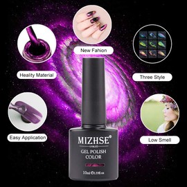 MIZHSE Cat Eye Gel Nail Polish Set Chameleon Magnetic Gel 9D Cat Eye Nail Kit 10ml Soak Off Gel Polish UV LED with 2 Magnet Stick Glitter Nail Set 6pcs Gift for Women