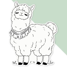 Extra Large 460mm 'Cute Llama Standing' Permanent Sticker Decal for Cars/Windows/Bins/Walls (DW00139935)