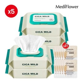 시카 마일드 클렌징 티슈 100매x5+파우치10매 Cica Mild Cleansing Wipes 100 Sheets x 5 + 10 Pouch Sheets