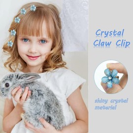 FAMEZA 12 Packs Crystal Flower Hair Clips Spring Floral Pearl Hair Clip Mini Flower Crystal Claw Clip Small Flower Crystal Barrettes for Women's and Girls Hair Accessories