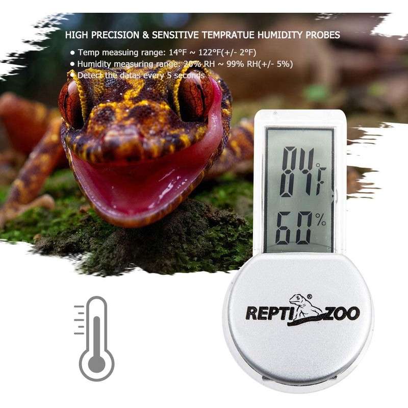 REPTI ZOO Reptile Thermometer Hygrometer with Suction Cup, Digital Thermometer