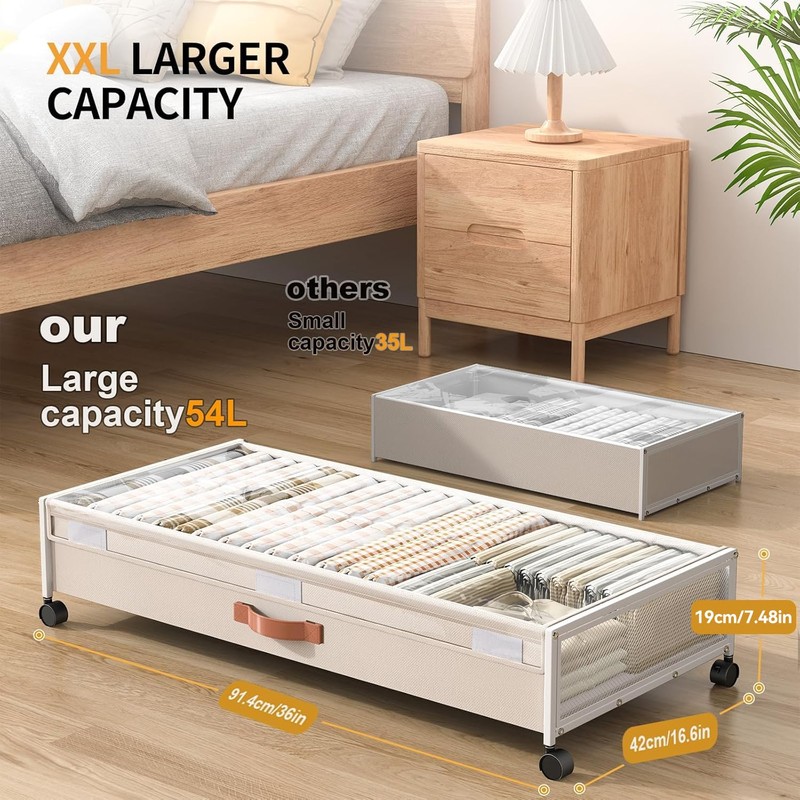 Eastherry Under Bed Storage with Wheels, XXXL Larger Under Bed