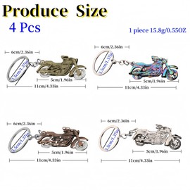 WQHLONGBO 4 Pcs Motorcycle Lovers 3D Motorcycle Keychain,Metal Motorcycle Key Chain,Fashion Car Keychain Accessories for Men and Women (4 Colors)