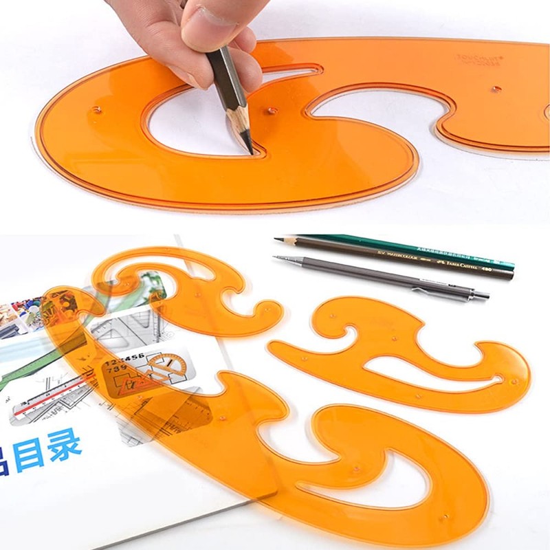 3 Pcs French Curve Ruler Set, Clouds‑Shaped Technical Drawing Stencil