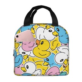 Fiokroo Lunch Bag Insulated Rubber Ducks Lunch Box Cute Ducky Reusable Lunch Tote Bag For School Work College Outdoor Travel Picnic, 6l