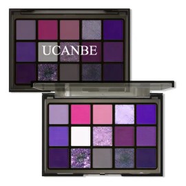Paleta de Sombras Ucanbe Purple Witch 15 Tonos Mate Brillante Metálico Glitter