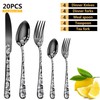 Vilihkc 20 piece Unique Pattern Design Silverware Set, Stainless Steel