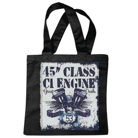 Reifen-Markt Bag Shoulder Bag Class CI Engine Classic Vintage Biker Shirt Motorcycle Chopper Gothic Motorcycle Skull Motorcycle Club Bike Route 66 Shopping Bag School Bag Gym Bag in Black, black