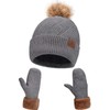 Maylisacc Thermal Knitted Pom Pom Skull Cap and Gloves with