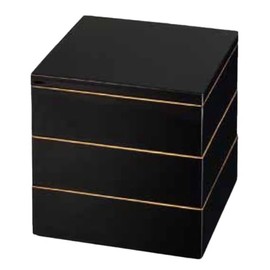 J-kitchens Excursion Lunch Box, Made in Japan, 3-Tier, 6 Size, Shichifuku, Black, 7.2 x 7.2 x 6.2 inches (18.2 x 18.2 x 15.7 cm)