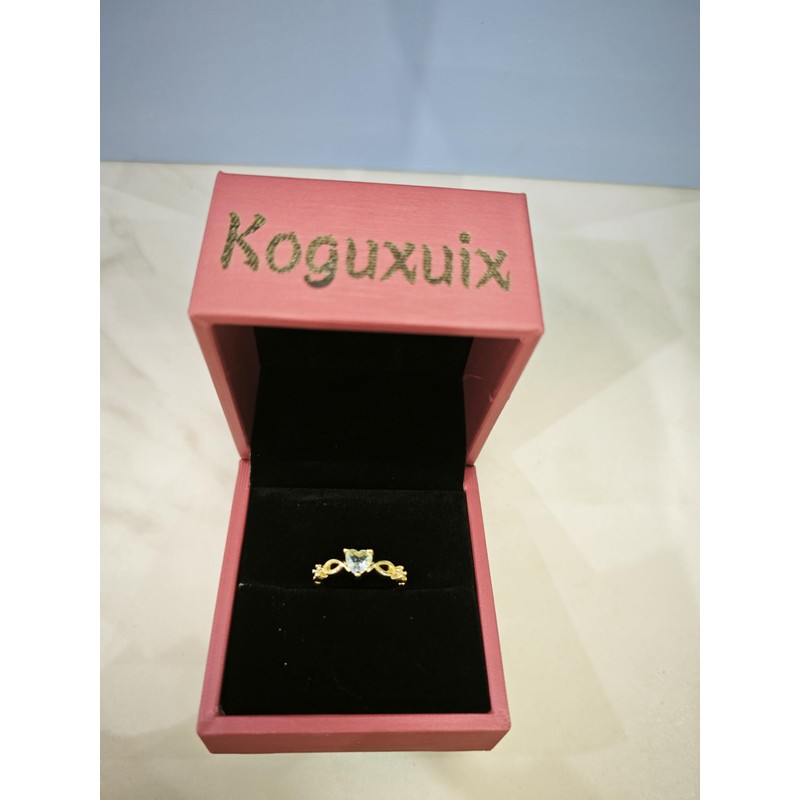 Koguxuix - Anillo de oro de 14 quilates con corazón
