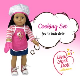 Kids Baking Set with Apron, My Lil Chef Hat for Dress Up, Oven Mitt, Kid’s Easy Bake Recipe Book, & Cooking Toys, | Mini 18 Inch Doll Apron Set Included | Girls Baker Outfit & Kitchen Toys for 3+