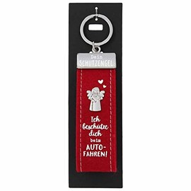Depesche 10890.016 Felt Keyring with Guardian Angel and German Text "Ich beschütze dich beim Fahren" (German Language) Dark Red Approx. 15 cm