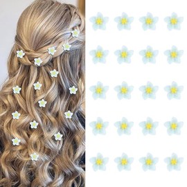 YISSION 20 Pcs Mini Light Blue Flower Hair Clips for Girls Women Cute Hair Pins Small Lily Flower Clips for Hair Wedding Hair Barrettes Bridal Hair Accessories for Girls Women