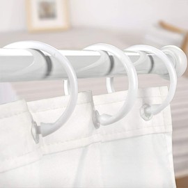 Top-Spring 12 Packs Shower Curtain Rings Plastic Curtain O Rings Hook Hanger Bath Drape Loop Clip Glide Bathroom Shower Window Rod (white)