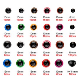 Zhenle Pack of 600 Plastic Safety Eyes and Safety Noses 6-14 mm Doll Eyes Teddy Eyes and Teddy Nose with Washers Safety Eyes for Crochet Animals, Doll, Plush Toy and Teddy Bear