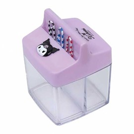 LENITH Cute Animal Faced Kuromi Paper Clip Dispenser Magnetic Lid Boxes with 6 Paper Clips Black Rabbit Purple Case