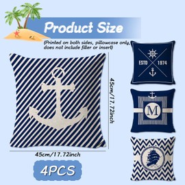 Cushion X Maritime - Set of 4 Maritime Decorative Outdoor Cushion Covers (45 x 45 cm), Perfect for Bedding and Decorative Maritime