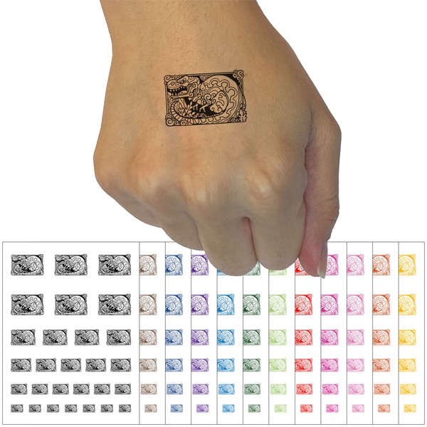 Tyrannosaurus Rex Ancient Mayan Aztec Style Temporary Tattoo Water Resistant