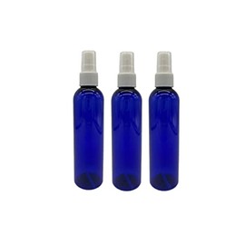 Natural Farms 4 oz Plastic Blue Cosmo BPA FREE Bottles - 3 Pack Empty Refillable Containers - Essential Oils - Hair - Aromatherapy - White Fine Mist Sprayers - Made in the USA