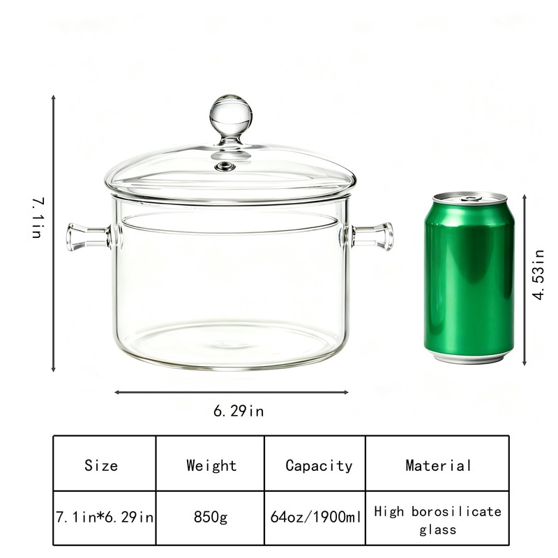 Glass Simmer Pot for Stove Top, Clear Glass Cooking Pot
