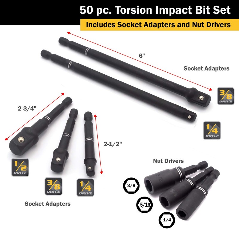 Titan 16251 Torsion Impact Bit Set (50 Piece)