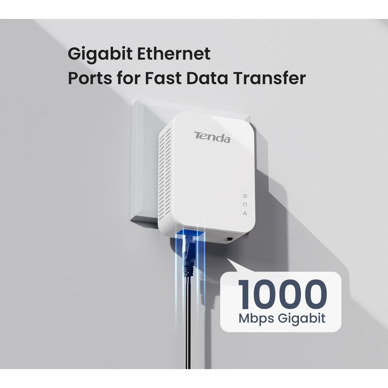Tenda PH3 1000Mbps Powerline Adapter Kit with Single Port/Home Plug
