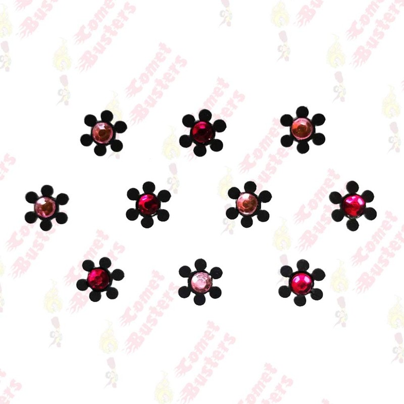 Comet Busters Collection Black Bindi With Pink Stone