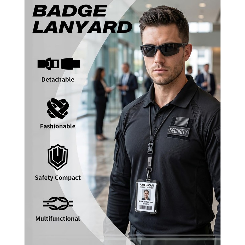 LIUGX Badge Holder with Heavy Duty Breakaway Lanyard, Durable ID