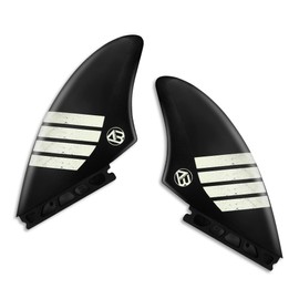 AQUBONA Surfboard Double Keel Fins (2 Flips) Double Board Single Size Nylon Plastic Fins for Longboard Surfboard Funboard (Fu-Black)